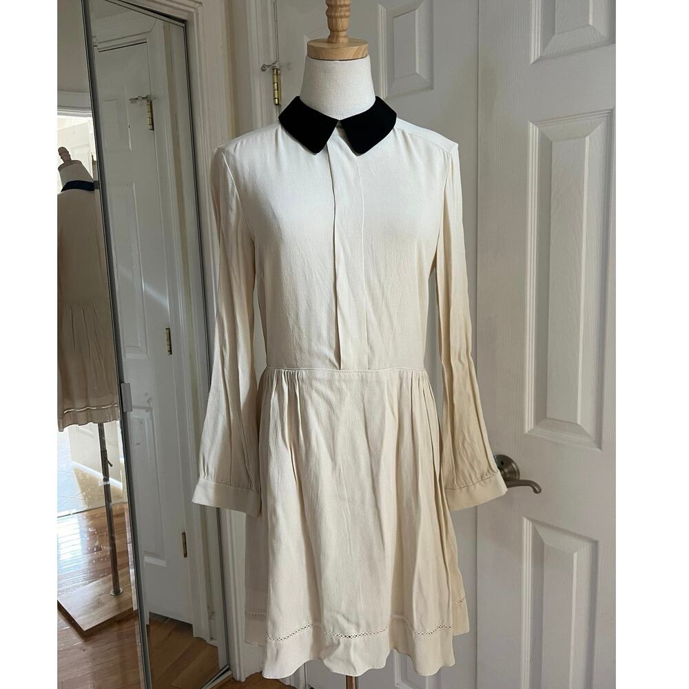 Aritzia Sunday Best Hawkins Cream and Black Collared Mini Dress